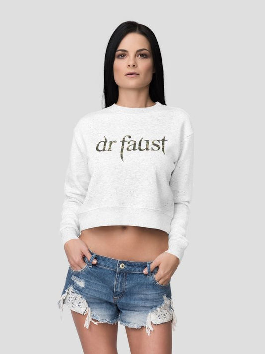 Dr Faust Camouflage Logo white Crop Sweatshirt.