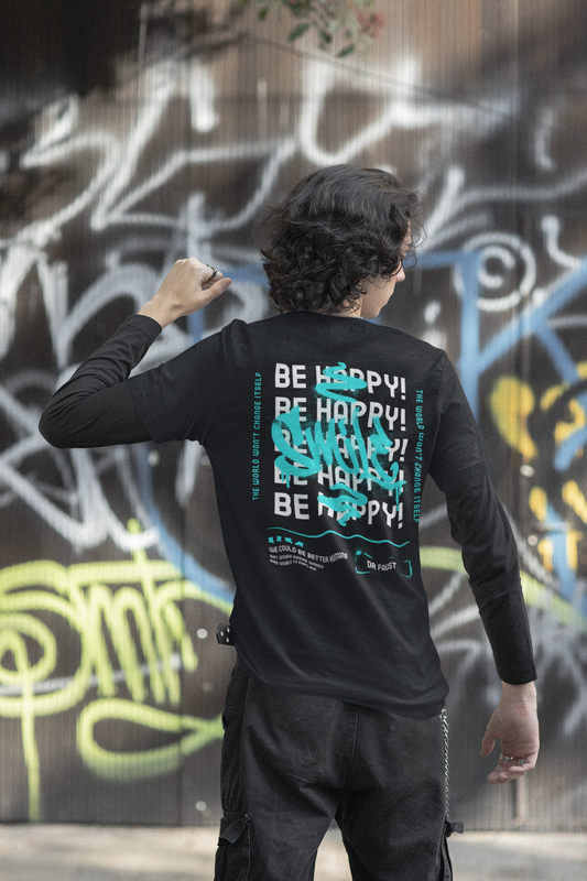 Be Happy Black Unisex T-shirt.