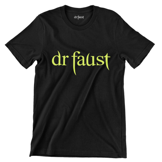 Dr Faust Green Neon Signature Logo T-shirt.