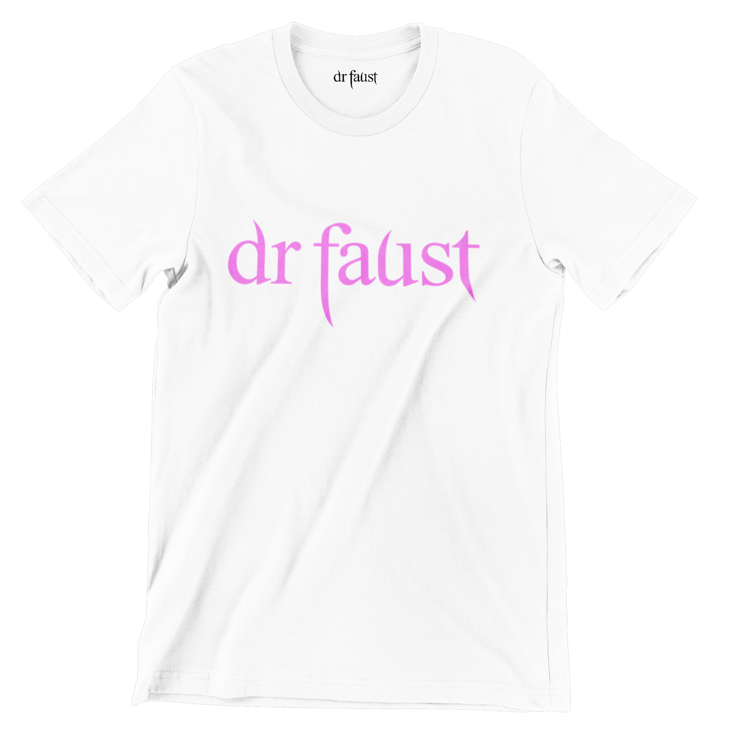 Dr Faust Pink Neon Signature Logo T-shirt.