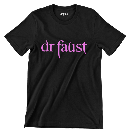 Dr Faust Pink Neon Signature Logo T-shirt.