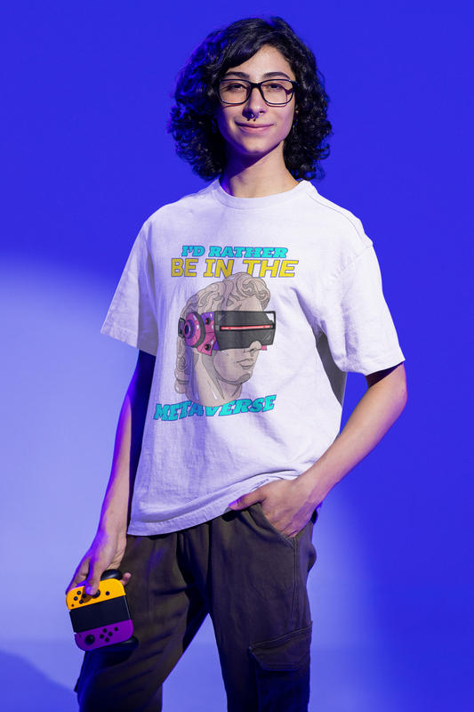 Rather be in metaverse unisex oversized t-shirt.